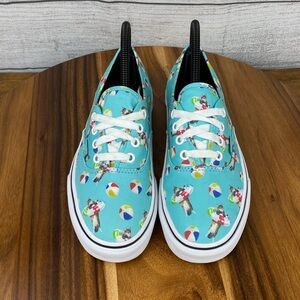 Vans Authentic Pool Vibes Aqua Sea Cats Lace Up Shoe Women’s Sneaker Size 6.5